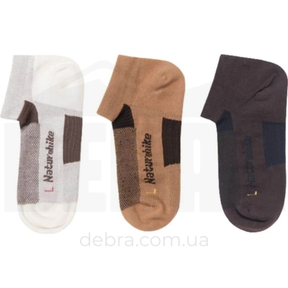 Шкарпетки швидко висихаючі Naturehike NH21FS013, 3 пари (бежеві, коричневі, чорні), розмір М 6927595775080 фото