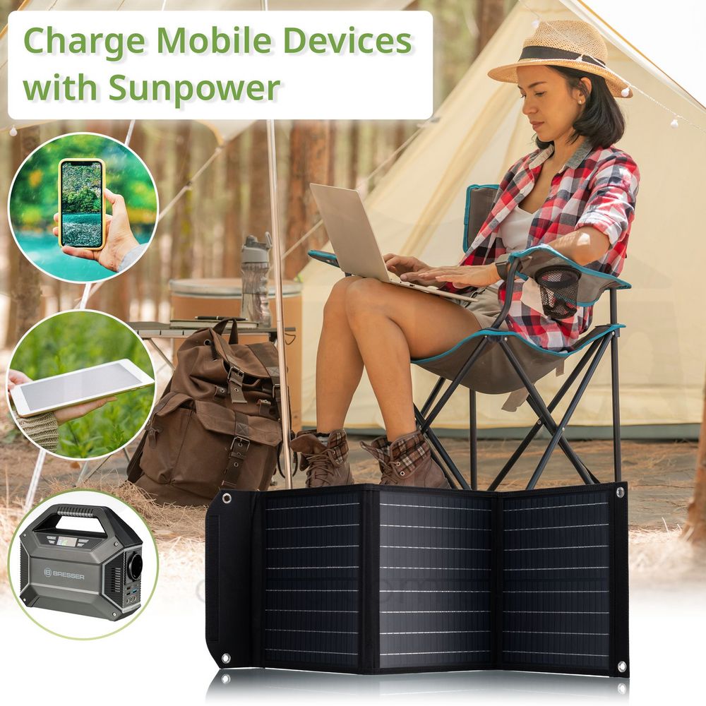 Портативний зарядний пристрій сонячна панель Bresser Mobile Solar Charger 40 Watt USB DC (3810040) 930149 фото