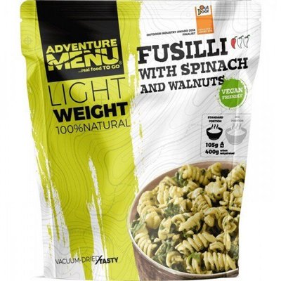 Макарони зі шпинатом і волоськими горіхами Adventure Menu Fusilli with spinach and walnuts 105 г  AM 208 фото