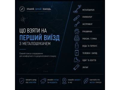 Що взяти на перший виїзд з металошукачем: повний список спорядження