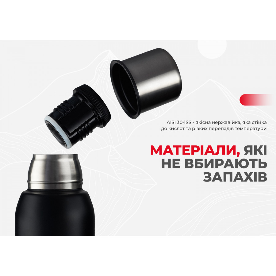 Термос Naturehike Q-9H NH19SJ010, 304 сталь, 1.0 л, чорний