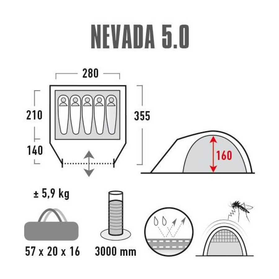 Намет High Peak Nevada 5.0 Nimbus Grey (10209)