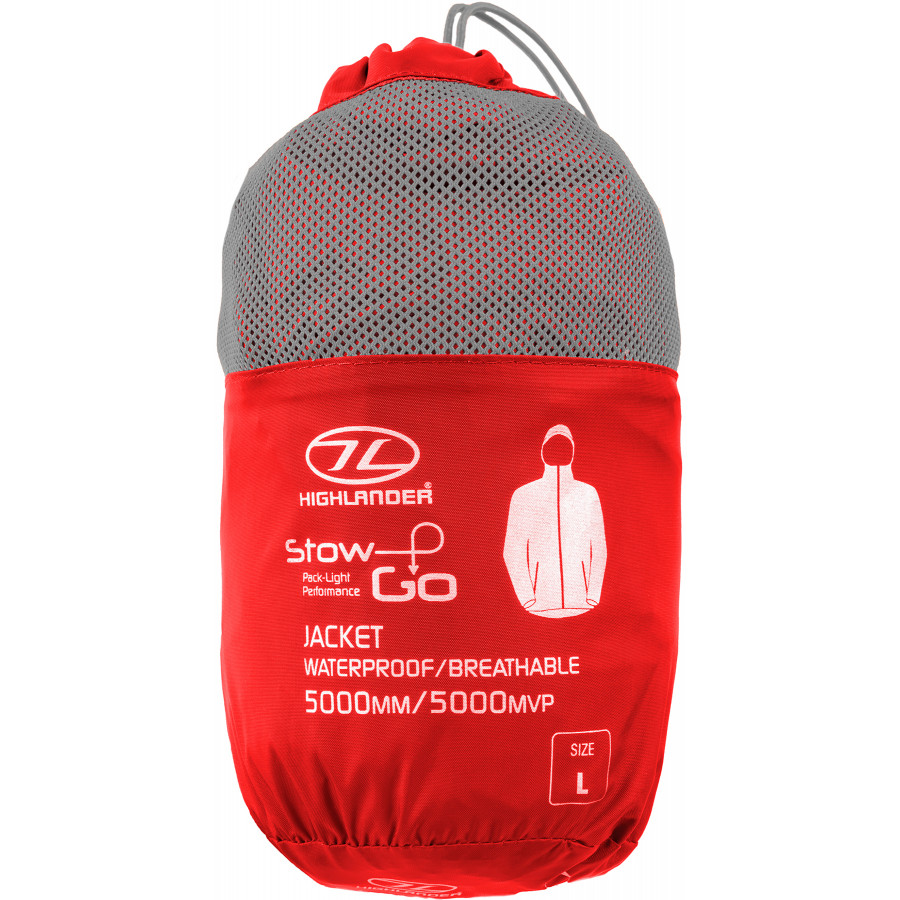 Вітрівка чоловіча Highlander Stow & Go Pack Away Rain Jacket 6000 mm Red XL (JAC077-RD-XL)