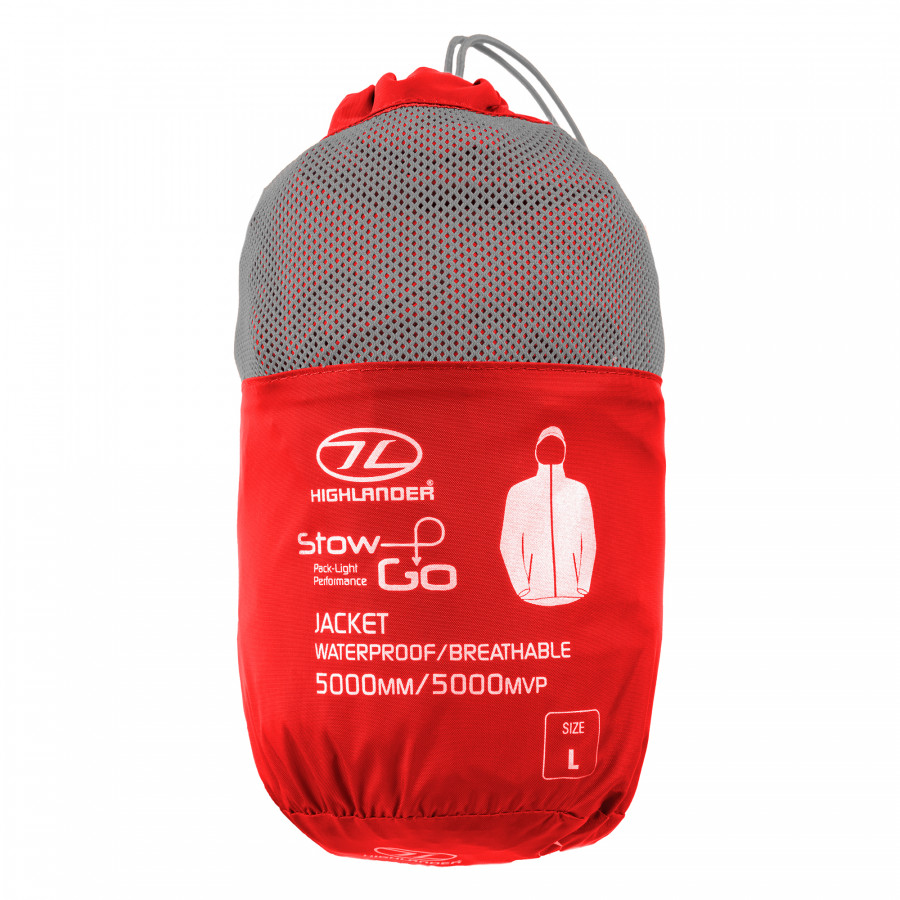 Вітрівка чоловіча Highlander Stow & Go Pack Away Rain Jacket 6000 mm Red XL (JAC077-RD-XL)