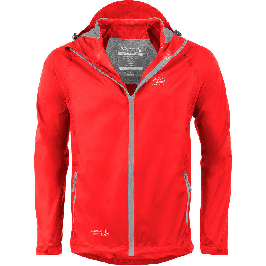 Вітрівка чоловіча Highlander Stow & Go Pack Away Rain Jacket 6000 mm Red XL (JAC077-RD-XL)