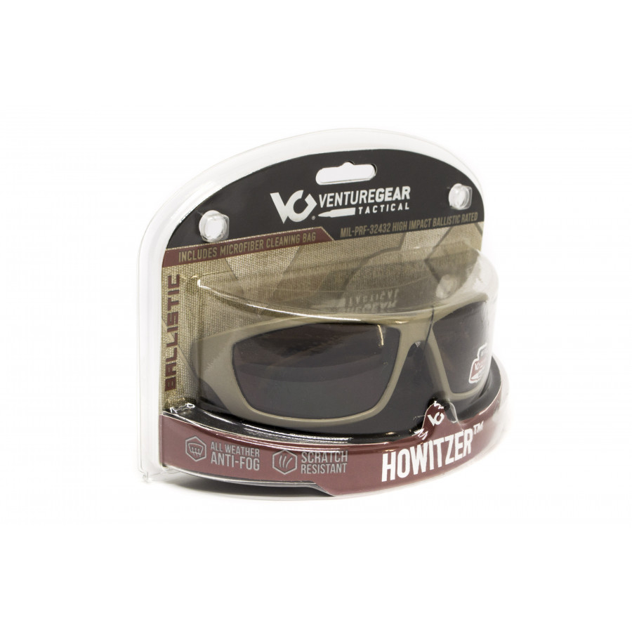 Захисні окуляри Venture Gear Tactical Howitzer Black (bronze) Anti-Fog, коричневі в чорній оправі