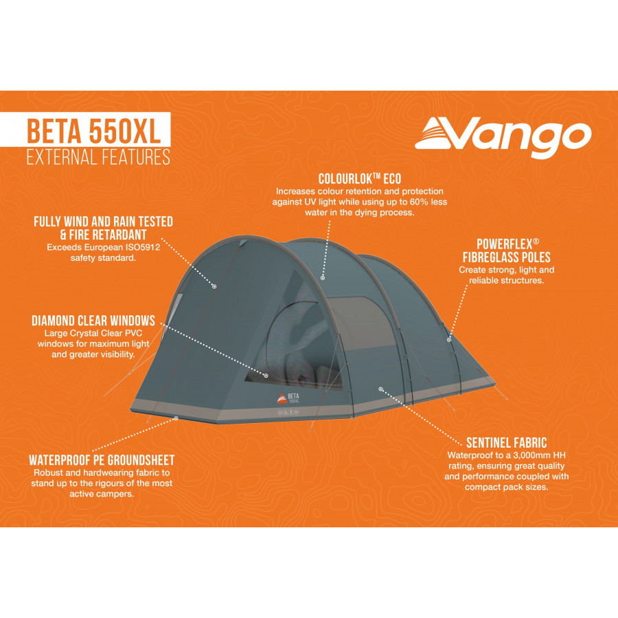 Намет п'ятимісний Vango Beta 550XL Mineral Green (TEUBETA00000002)