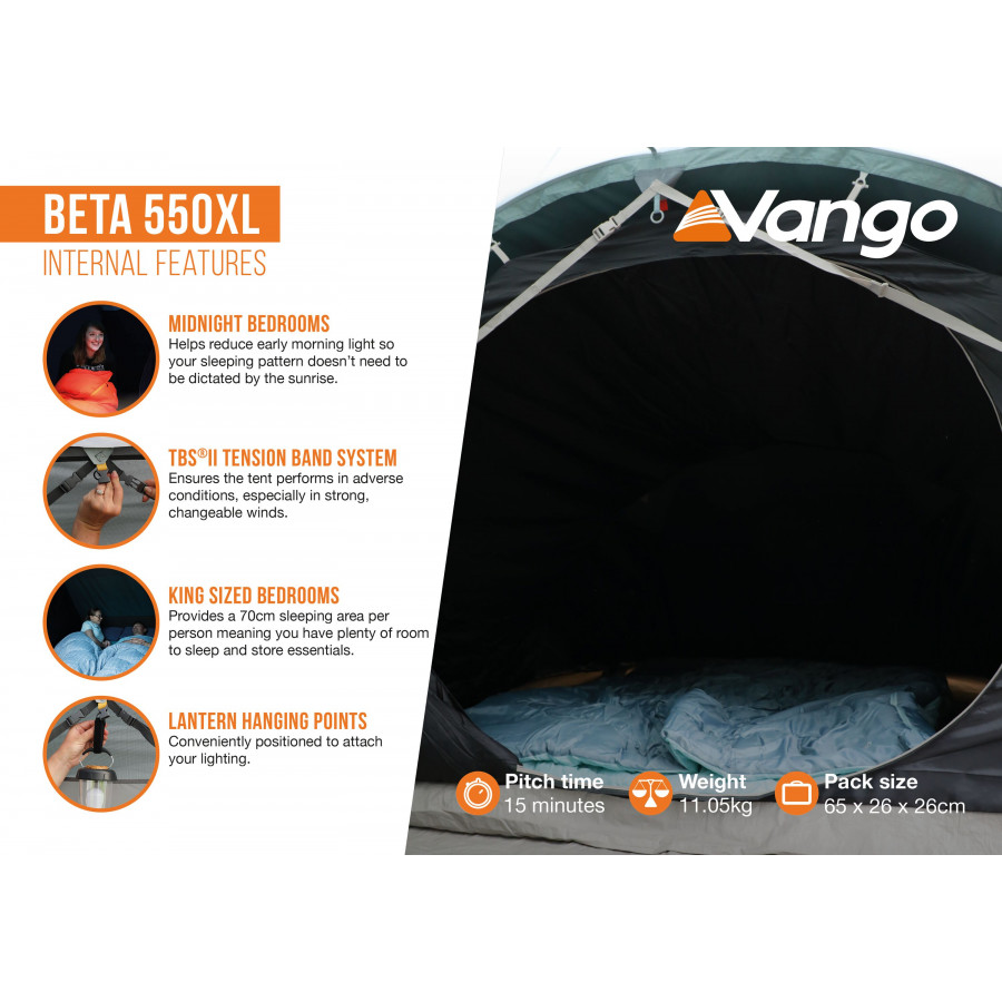 Намет п'ятимісний Vango Beta 550XL Mineral Green (TEUBETA00000002)