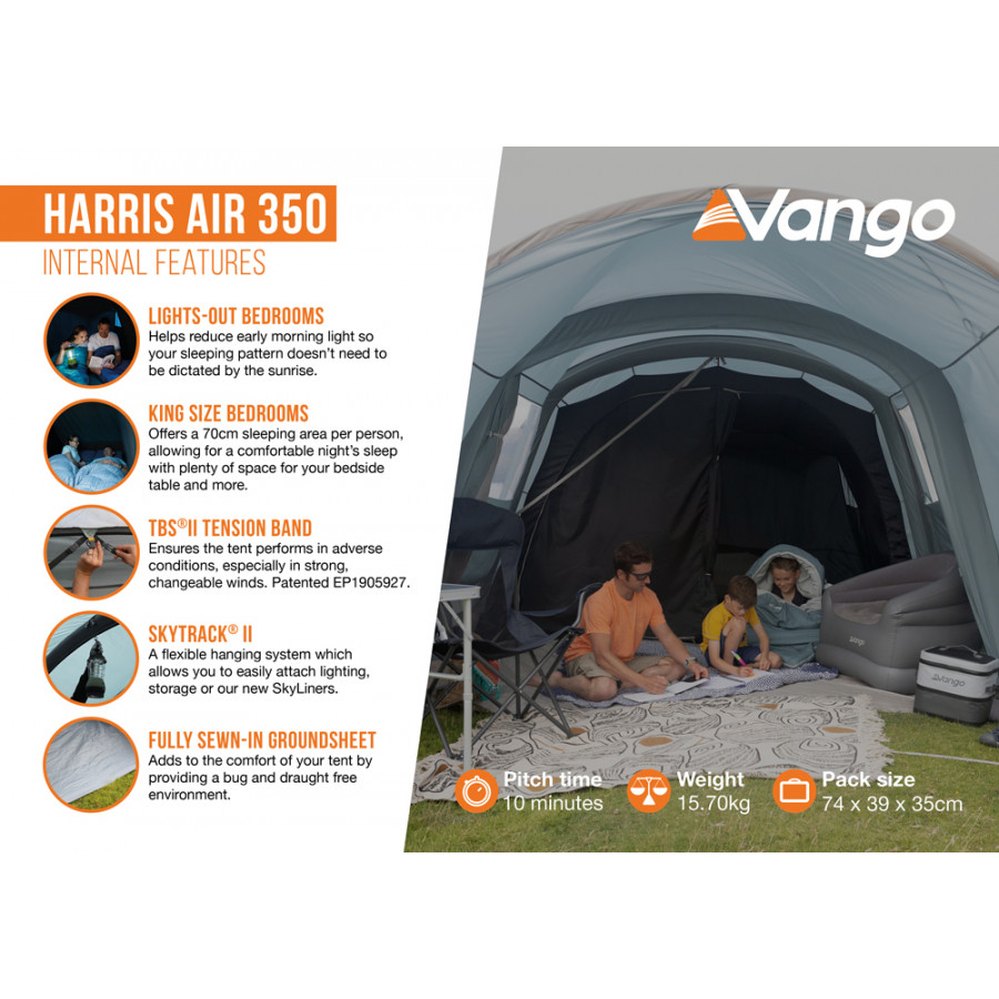 Намет тримісний Vango Harris Air 350 Mineral Green (TETHARRAI000001)