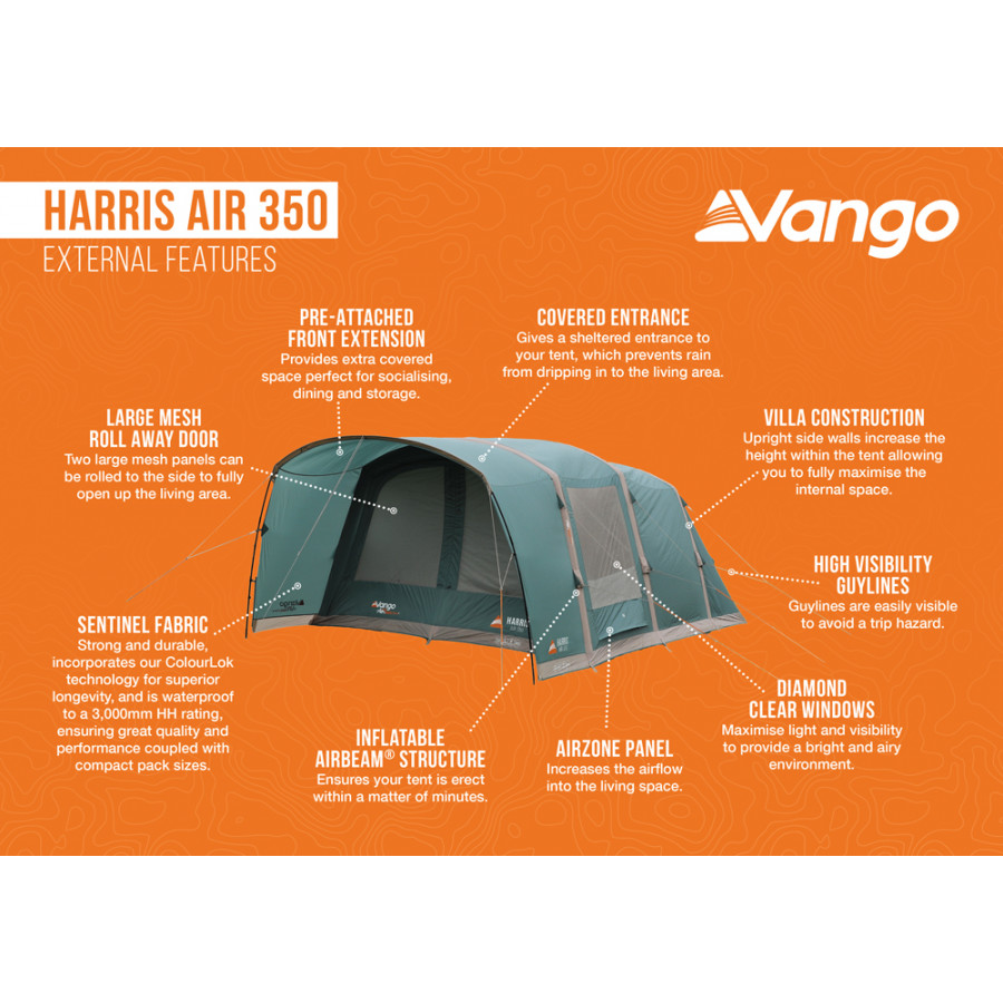 Намет тримісний Vango Harris Air 350 Mineral Green (TETHARRAI000001)