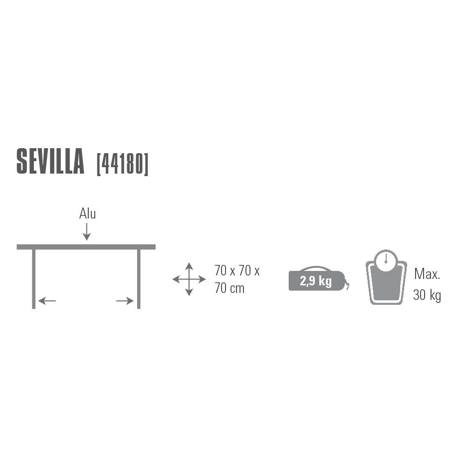 Стіл розкладний High Peak Sevilla Silver (44180)