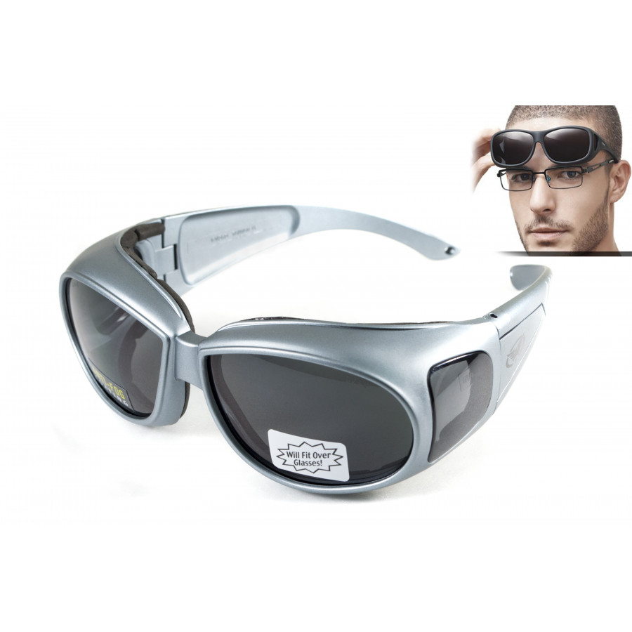 Окуляри захисні з ущільнювачем Global Vision Outfitter Metallic (gray) Anti-Fog, чорні в сірій оправі