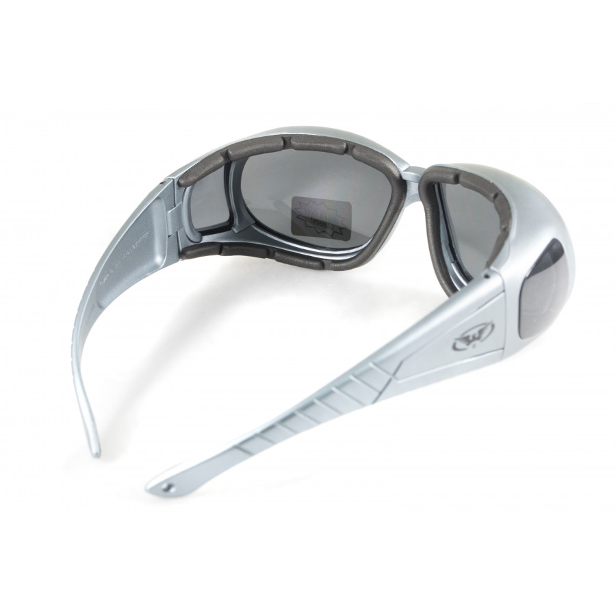 Окуляри захисні з ущільнювачем Global Vision Outfitter Metallic (gray) Anti-Fog, чорні в сірій оправі