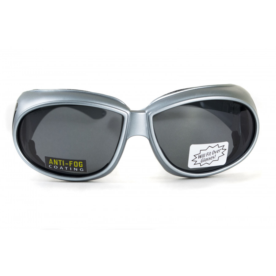 Окуляри захисні з ущільнювачем Global Vision Outfitter Metallic (gray) Anti-Fog, чорні в сірій оправі