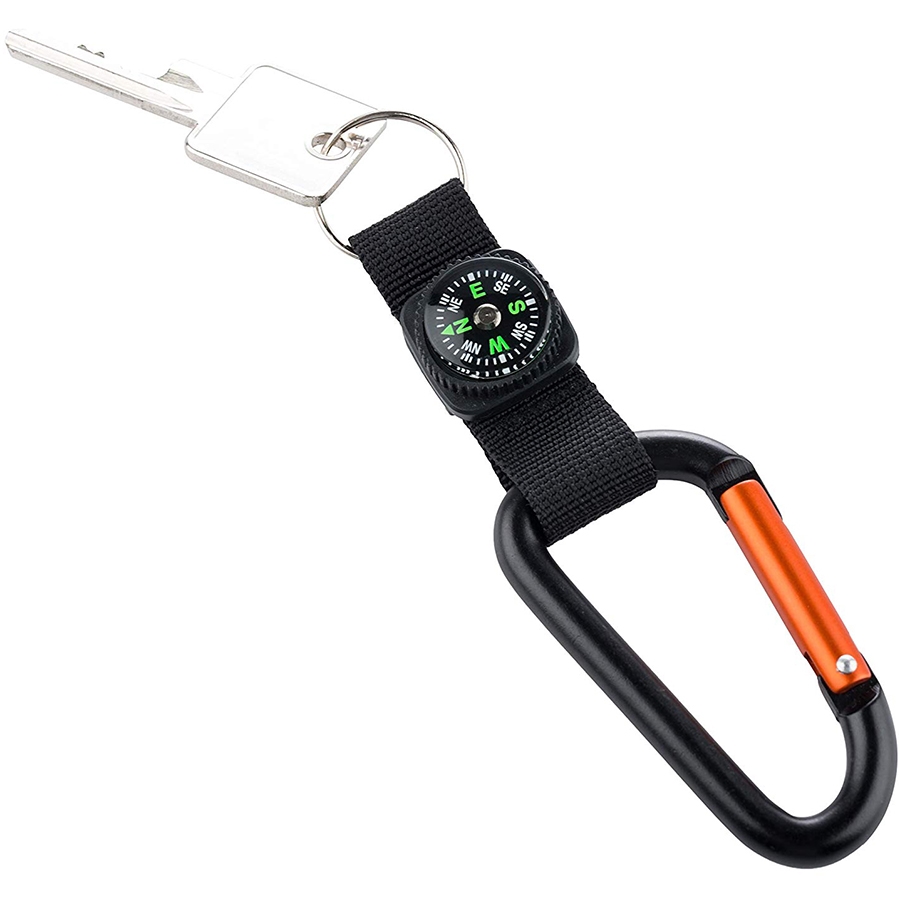 Munkees 3228 карабін 8 mm with strap, compass, keyring black