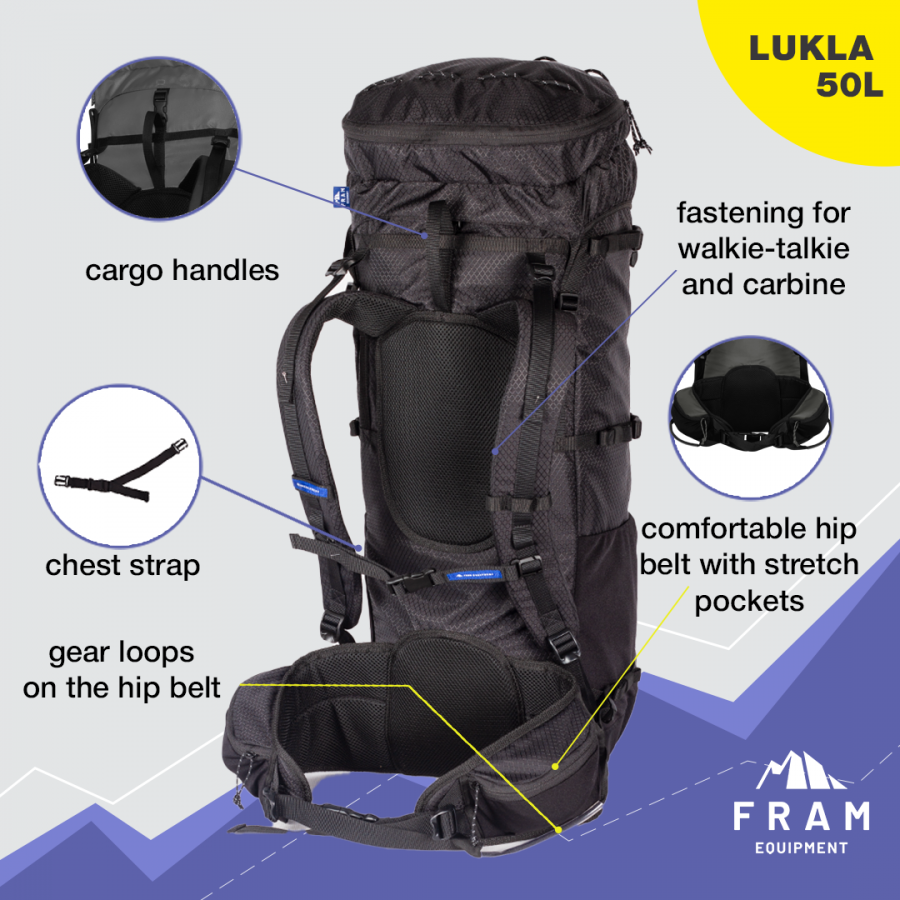 Рюкзак Lukla 50L L чорний