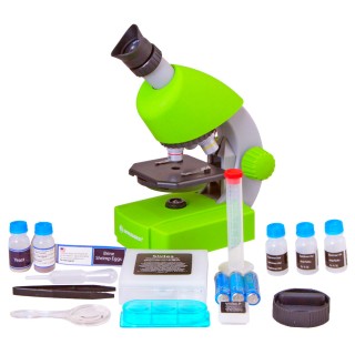 Мікроскоп Bresser Junior 40x-640x Green з набором для дослідів і адаптером для смартфона (8851300B4K000)