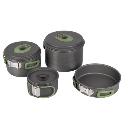 Набір посуду Bo-Camp Explorer 4 Pieces Hard Anodized Grey/Green (2200244)