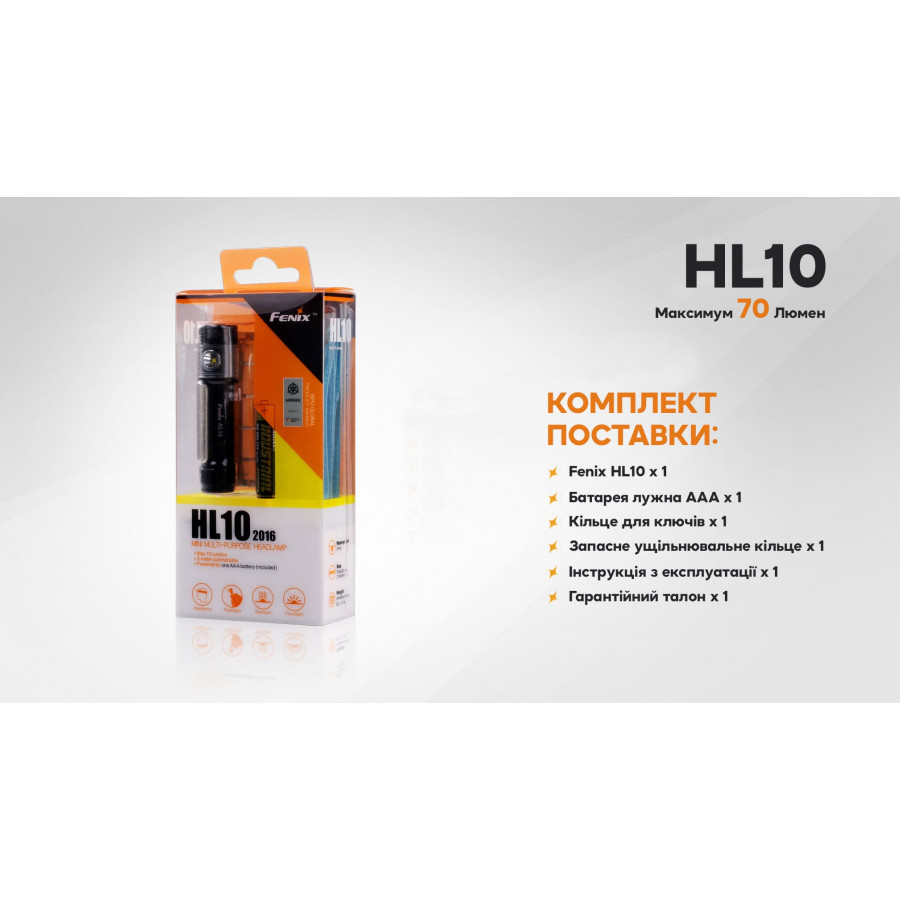 Ліхтар налобний Fenix HL10, black