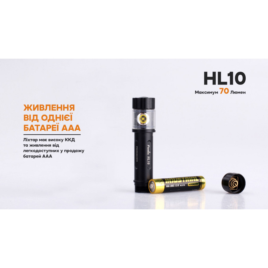 Ліхтар налобний Fenix HL10, black