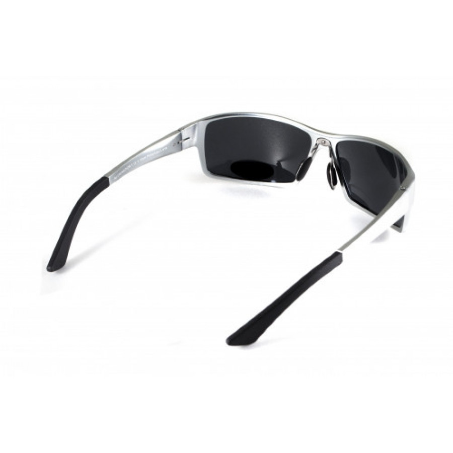 Окуляри поляризаційні BluWater Alumination-1 Silver Polarized (gray) чорні, в сріблястій оправі