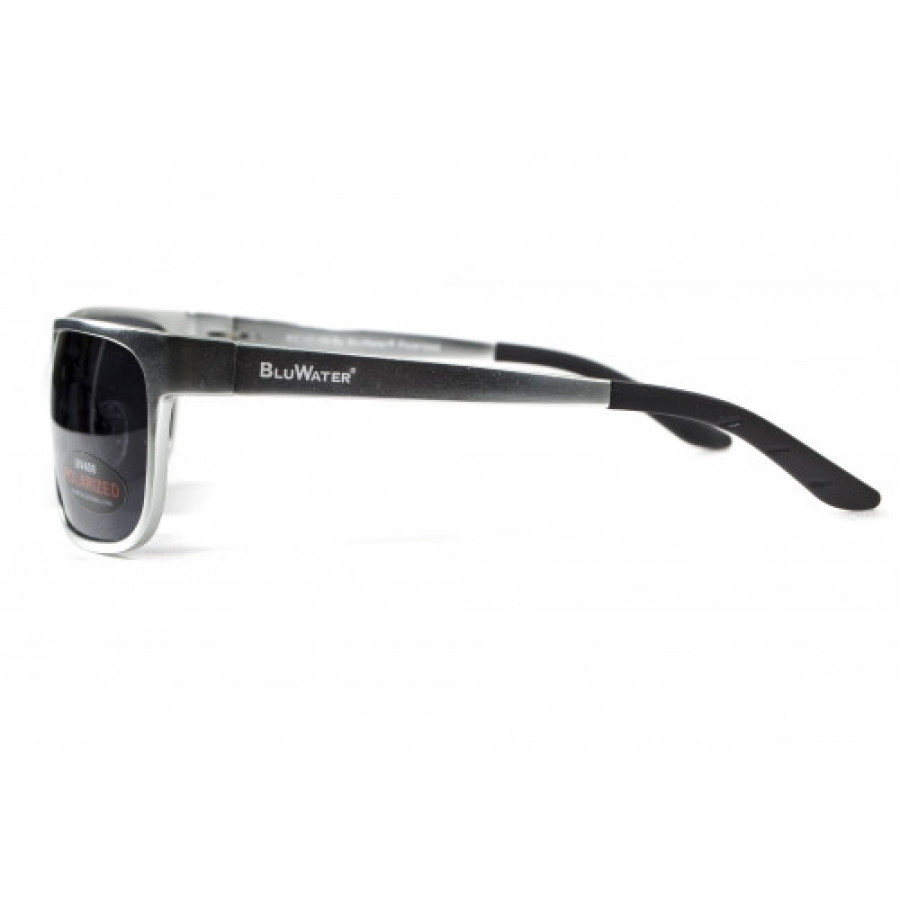 Окуляри поляризаційні BluWater Alumination-2 Silver Polarized (gray) чорні в сріблястій оправі