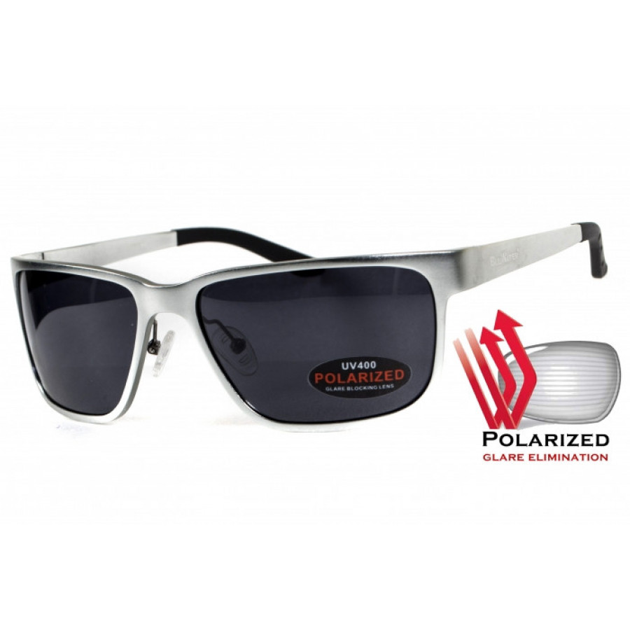 Окуляри поляризаційні BluWater Alumination-2 Silver Polarized (gray) чорні в сріблястій оправі