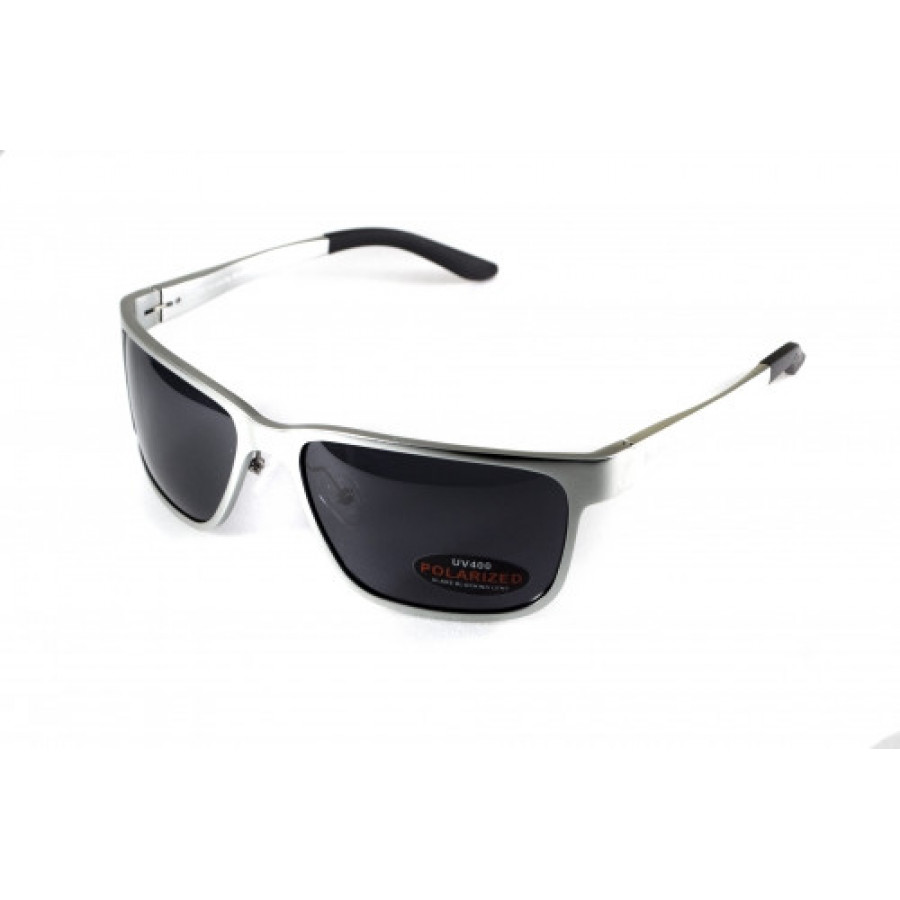 Окуляри поляризаційні BluWater Alumination-2 Silver Polarized (gray) чорні в сріблястій оправі