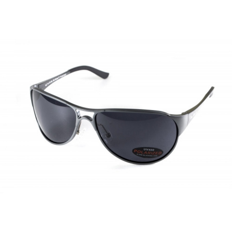 Окуляри поляризаційні BluWater Alumination-3 Gun Metal Polarized (gray) чорні в темній оправі