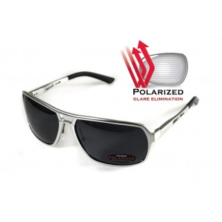 Окуляри поляризаційні BluWater Alumination-4 Silver Polarized (gray) чорні в сріблястій оправі