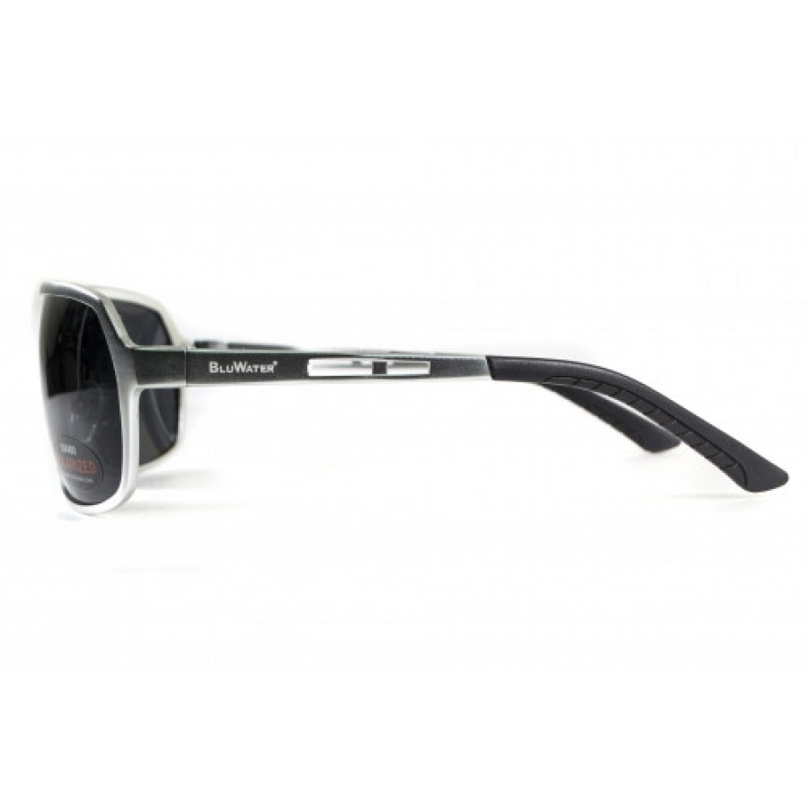 Окуляри поляризаційні BluWater Alumination-4 Silver Polarized (gray) чорні в сріблястій оправі