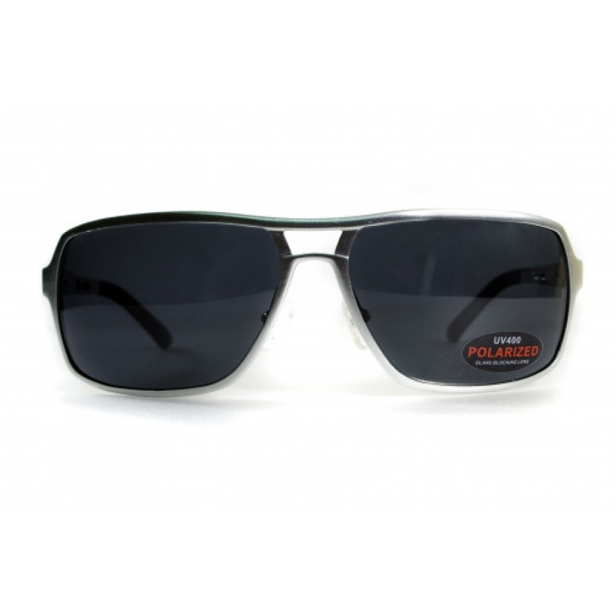 Окуляри поляризаційні BluWater Alumination-4 Silver Polarized (gray) чорні в сріблястій оправі