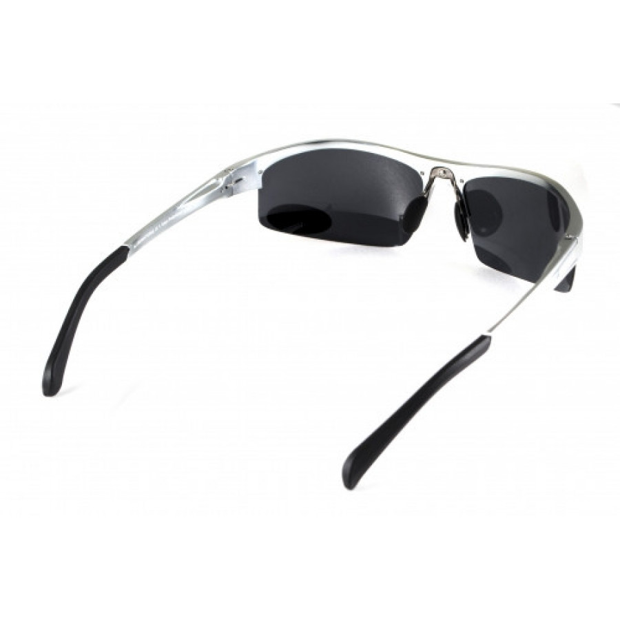 Окуляри поляризаційні BluWater Alumination-5 Silver Polarized (gray) чорні в сріблястій оправі