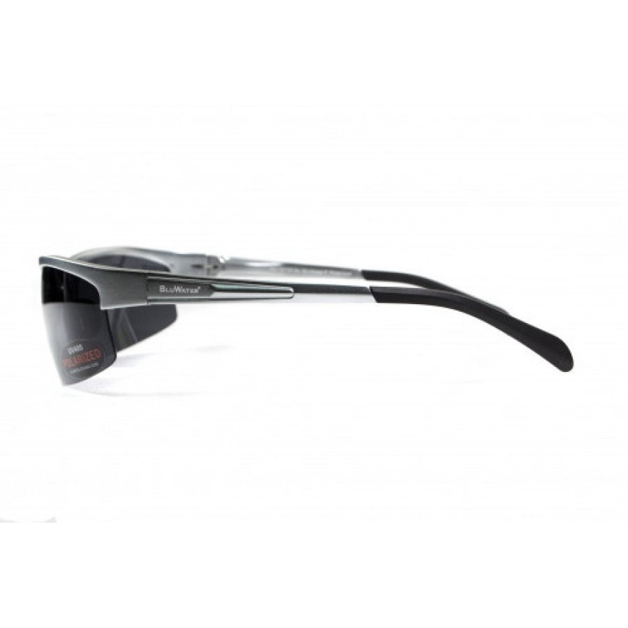 Окуляри поляризаційні BluWater Alumination-5 Silver Polarized (gray) чорні в сріблястій оправі