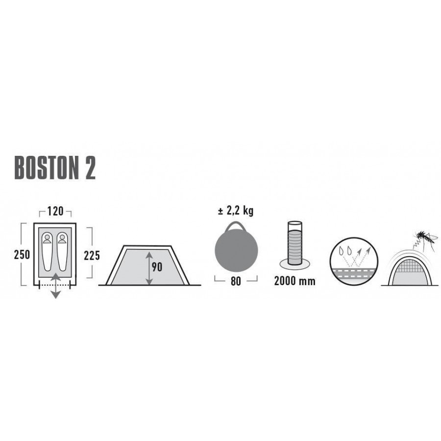 Намет High Peak Boston 2 Aluminium/Dark Grey (10113)