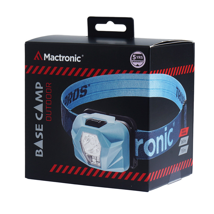 Ліхтар налобний Mactronic Base Camp (360 Lm) Cool White/Warm White/Red LED USB Recharge (AHL0112)