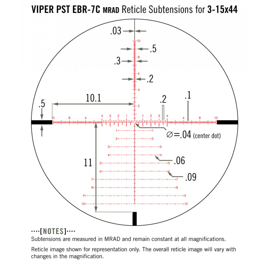 Приціл оптичний Vortex Viper PST Gen II 3-15x44 FFP EBR-7C MRAD (PST-3159)