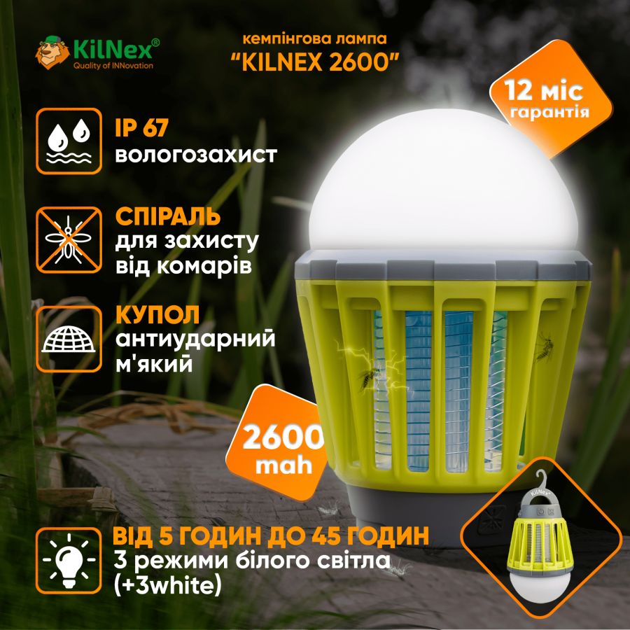 Ліхтар для кемпінгу Kilnex 2600 mAh (IP 67)