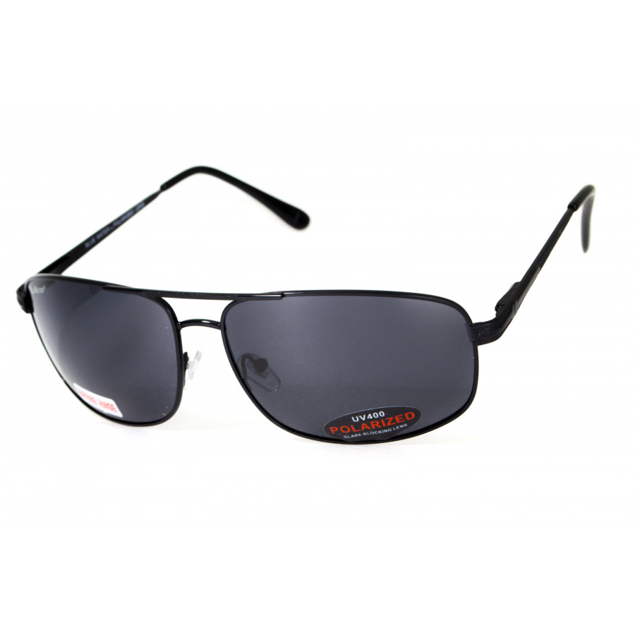 Окуляри поляризаційні BluWater Navigator-2 Polarized (gray), чорні в металевій оправі