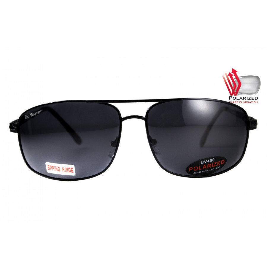 Окуляри поляризаційні BluWater Navigator-2 Polarized (gray), чорні в металевій оправі