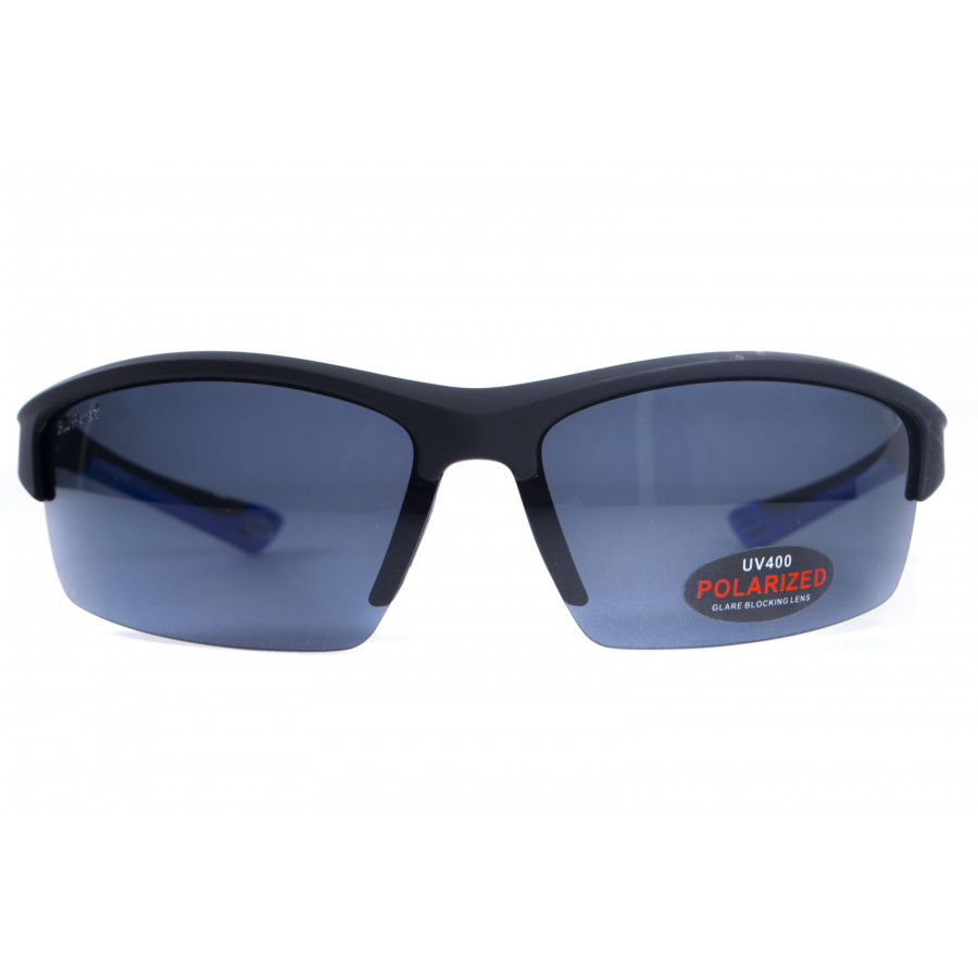 Окуляри поляризаційні BluWater Daytona-1 Polarized (gray) чорні в чорно-синій оправі