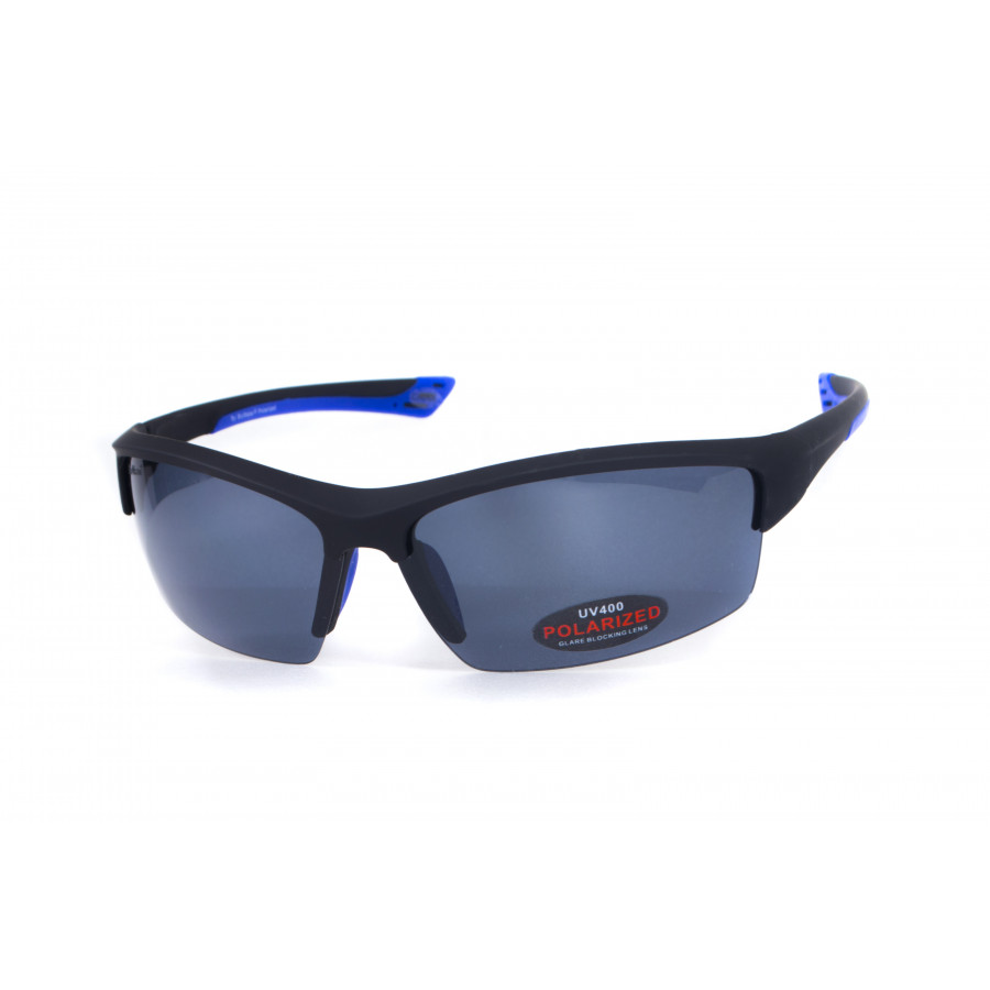 Окуляри поляризаційні BluWater Daytona-1 Polarized (gray) чорні в чорно-синій оправі