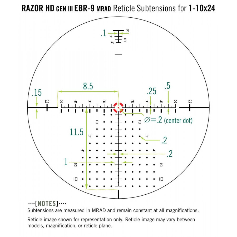 Приціл оптичний Vortex Razor HD Gen III 1-10x24 FFP EBR-9 (MRAD) (RZR-11002)