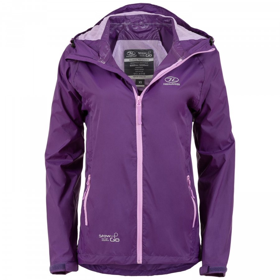 Вітрівка жіноча Highlander Stow & Go Pack Away Rain Jacket 6000 mm Purple XL (JAC077L-PE-XL)