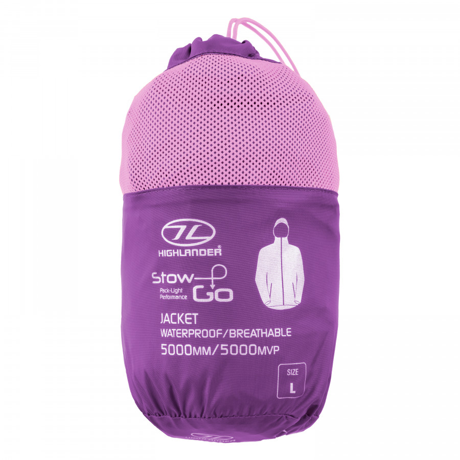 Вітрівка жіноча Highlander Stow & Go Pack Away Rain Jacket 6000 mm Purple XL (JAC077L-PE-XL)