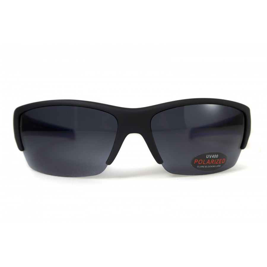 Окуляри поляризаційні BluWater Daytona-2 Polarized (gray) чорні в чорно-синій оправі