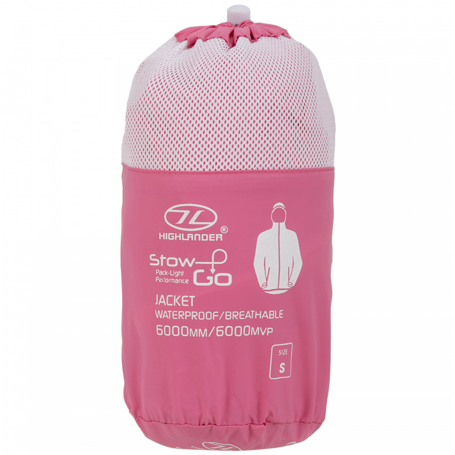 Вітрівка жіноча Highlander Stow & Go Pack Away Rain Jacket 6000 mm Pink S (JAC077L-PK-S)