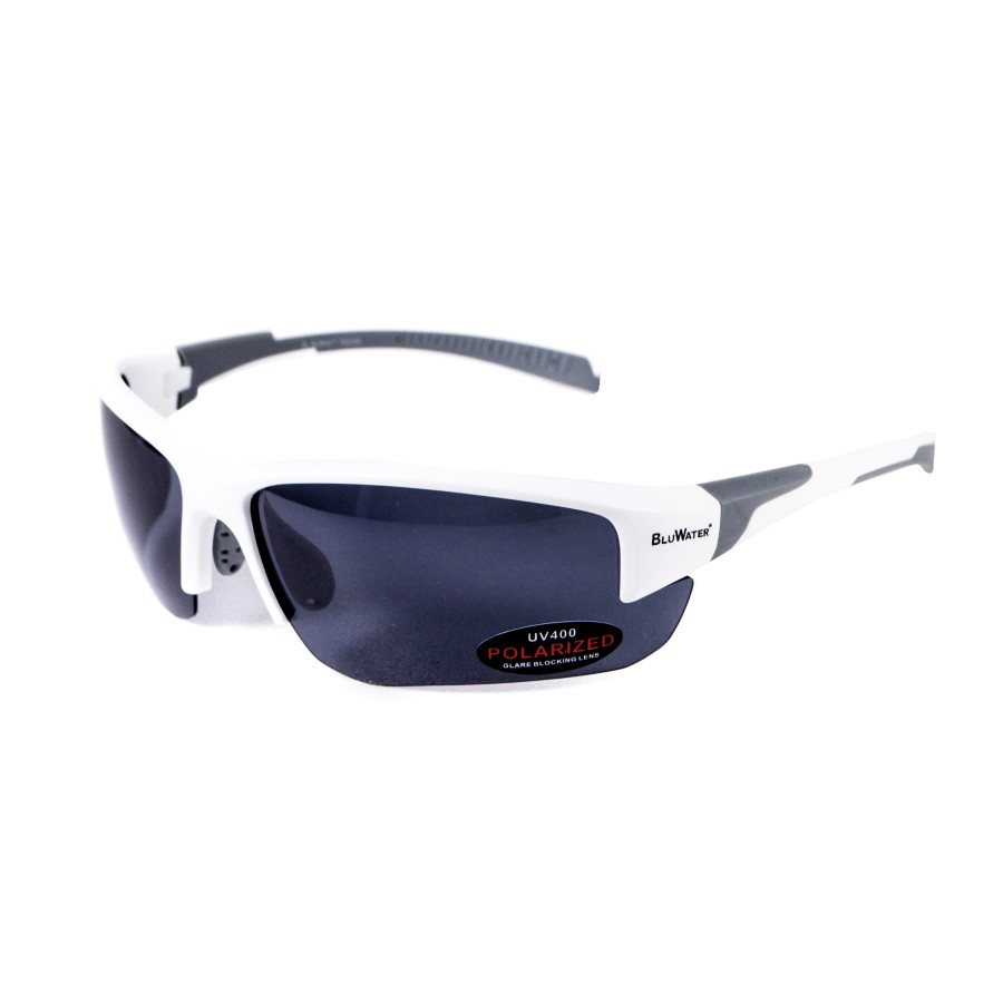 Окуляри BluWater Samson-3 White Polarized (gray), сірі в білій оправі