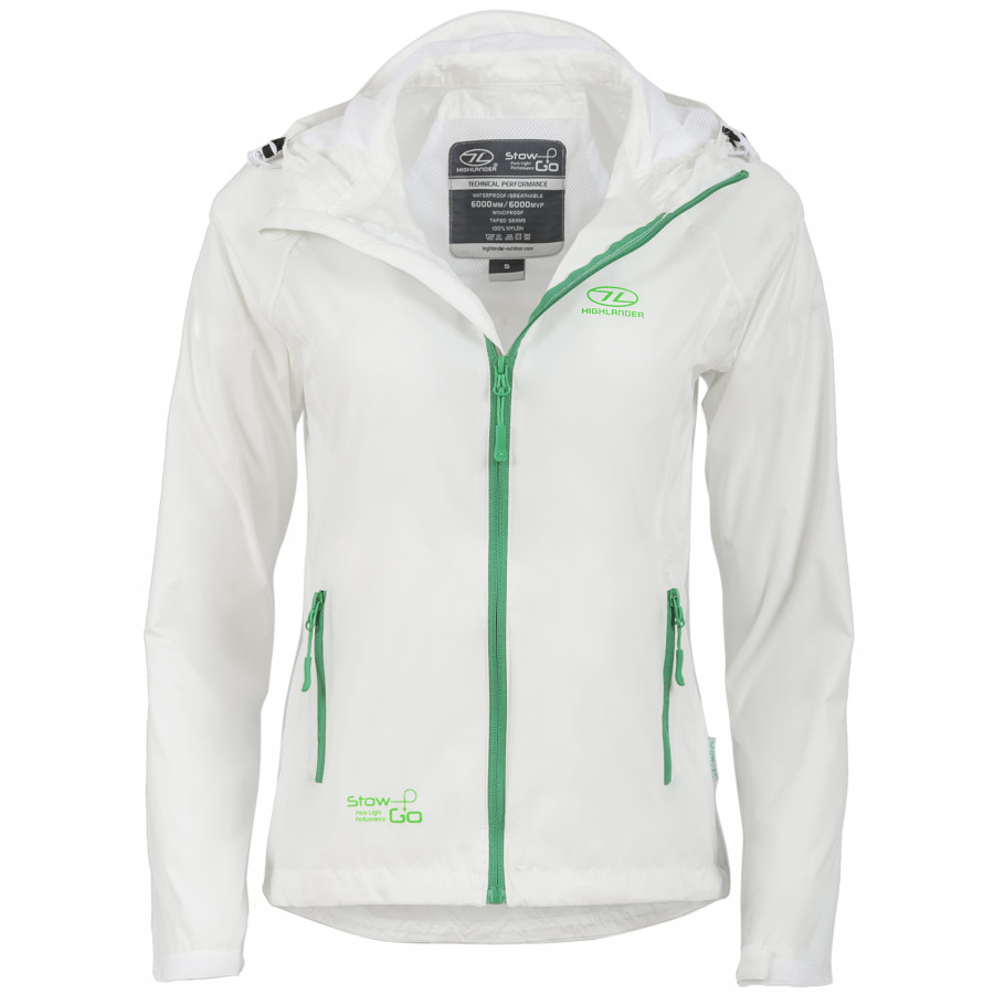 Вітрівка жіноча Highlander Stow & Go Pack Away Rain Jacket 6000 mm White S (JAC077L-WE-S)