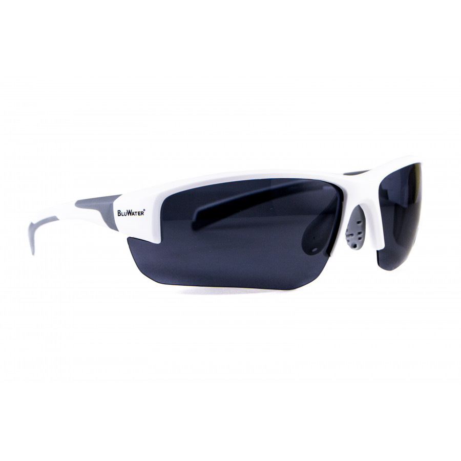 Окуляри BluWater Samson-3 White Polarized (gray), сірі в білій оправі